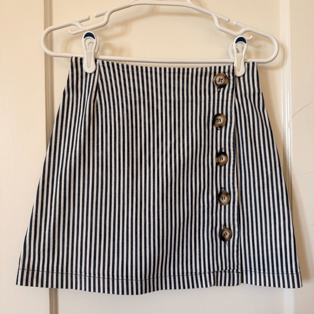 Whimsy + Row Striped Denim Wrap Short Skirt